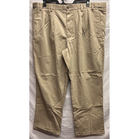 George Other - George Mens Pleated Front Khaki Pants Size 44W X 30 Combed Cotton Relaxed Fit
